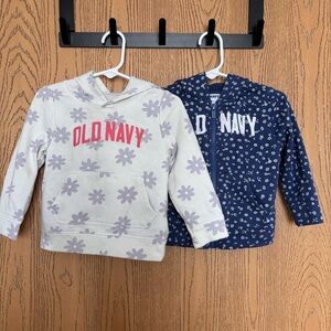 Old Navy Cream Floral Pullover & Navy Floral Zip Hoodies